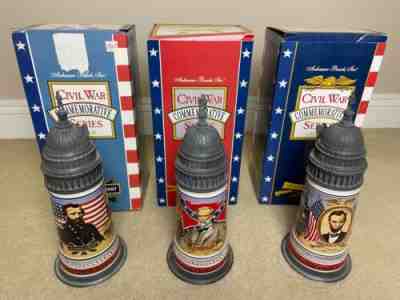 Civil War Commemorative Series Stein Set of 3: Lincoln, Grant, & Lee
