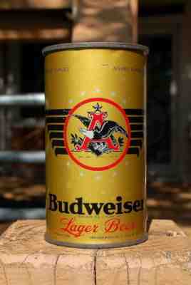 SHARP 1936 DATED BUDWEISER O/I FLAT TOP BEER CAN! 4% CONT LID!