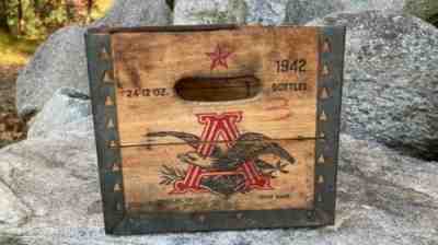 Vintage 1942 Wooden Anheuser Busch Beer Crate Case Budweiser Michigan