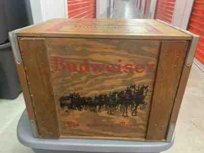 Rare Budweiser Anheuser Busch Wooden Beer Storage Crate Box Clydesdale Horses