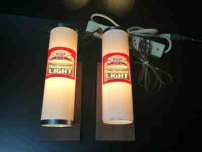 Vintage Pair of Budweiser Bud Light Beer Lanterns Lighted Sign 801-008