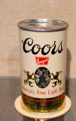 1951 COORS BANQUET 1 SIDED FLAT TOP BEER CAN GOLDEN CO KANSAS TAX STAMP 3.2%