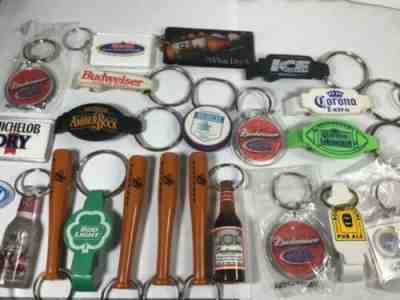 Lot Vintage Beer Advertising Keychains Michelob, Bud Light, Budweiser, Bacardi