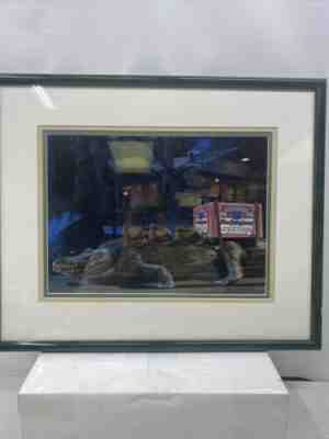 budweiser Bud frogs Gator cel 420/2000 LithoCel Advertising Framed Coa Man Cave