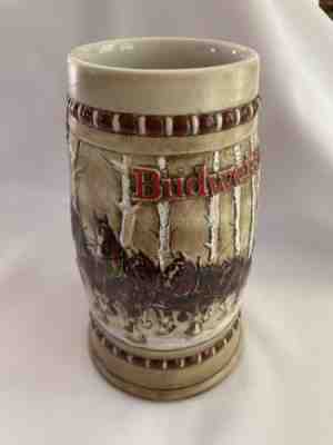 Budweiser Snowy Woodlands vintage beer stein 1981 mug Clydesdales Ceramarte