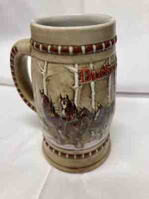 Budweiser Snowy Woodlands vintage beer stein 1981 mug Clydesdales Ceramarte