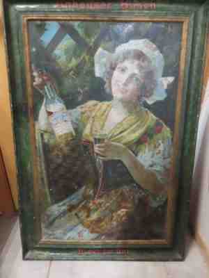 Super Rare Turn of Century 1900s Anheuser Busch Girl Self Frame Tin Sign