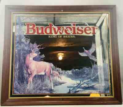 1994 Budweiser King Of Beers Wildlife Whitetail Deer Buck Pheasant Bar Mirror