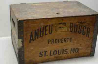 Vintage ORIGINAL 1942 Anheuser Busch Beer Wood Box Antique Budweiser Crate & Top