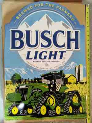 busch light john deere tin farmers sign from anheuser busch rare!