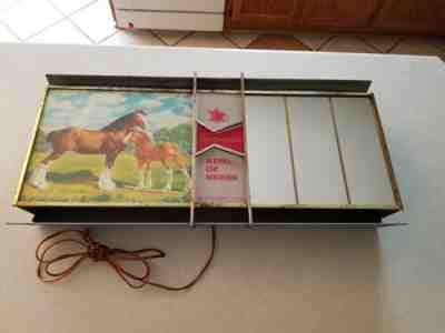 Vintage 1960 Budweiser Beer Lighted Horse Scene Mirrored Beer Sign Shelf W1