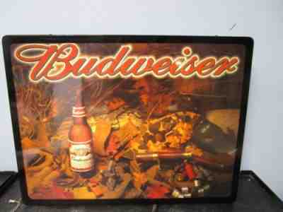 2001 Vintage Budweiser Beer Lighted Sign Hunting Duck Decoy Shotgun Shells Works