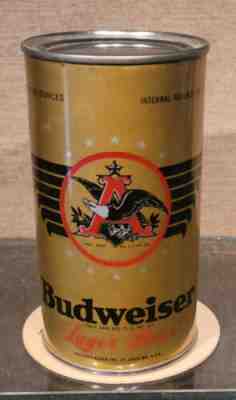 1947 BUDWEISER OI IRTP STEEL FLAT TOP BEER CAN ST LOUIS ANHEUSER BUSCH NEW LID