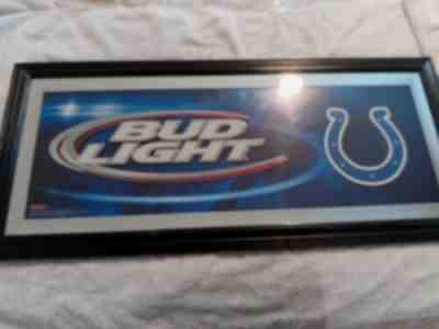 Vintage Bud Light Bar Mirror, Wood Frame Co. All Original Indianapolis colts