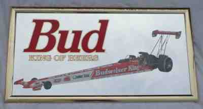 NEW OLD NEVER HUNG BUDWEISER BUD KING DRAG RACING CAR BEER BAR MIRROR NHRA