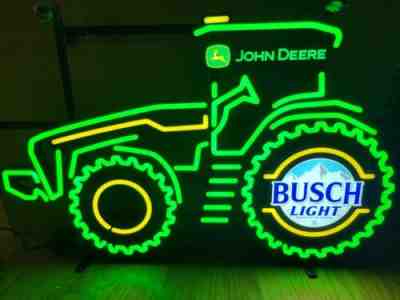 John Deere busch light beer farm tractor sign barn man cave game room new