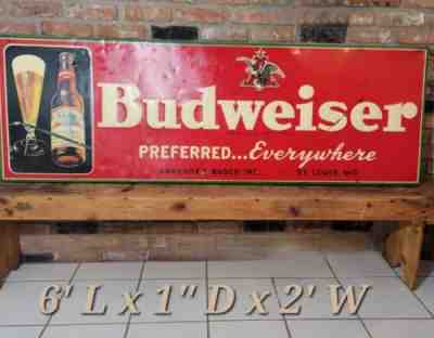 1930-40's Embossed Budweiser Sign Very Rare!