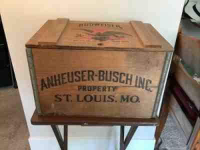 1876-1976 BUDWEISER ANHEUSER-BUSCH CENTENNIAL Wood Crate Box Hinged Lid St Louis