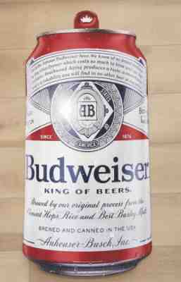 Giant Budweiser Beer Can Tin Sign 4 foot tall, Man Cave Bar Shop Decor rare