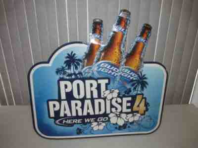 BUD LIGHT BEER SIGN tin Port Paradise 4 HERE WE GO 2011 So Cool, Very Rare