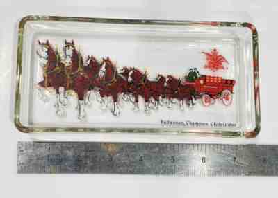 HTF Budweiser Champion Clydesdales rectangular glass tray - Anheuser Busch RARE