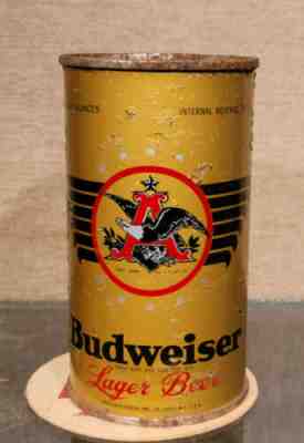 OLD 1940 BUDWEISER OI IRTP STEEL FLAT TOP BEER CAN ST LOUIS MO ANHEUSER BUSCH