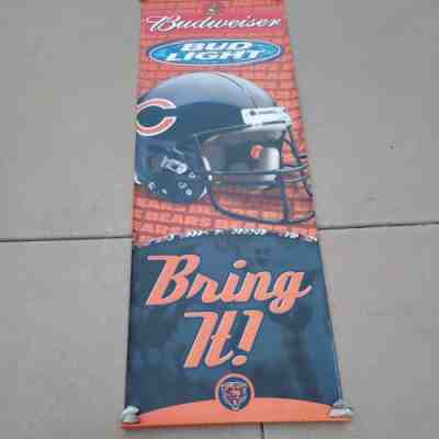 VTG Budweiser Bud Light Chicago Bears Vinyl Banner 2001 NFL Man Cave Beer Sign