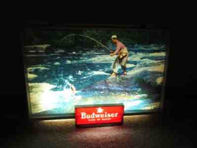 1950's  FISHING in river lighted sign