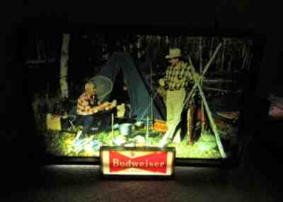 1950's BUDWEISER CAMPING FISHING lighted sign