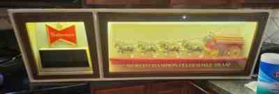 Large Vintage 1970s Budweiser Beer Lighted Motion Scroll Clydesdales Horse Sign