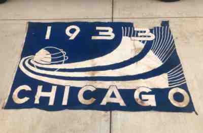 1933 Chicago Worldâ??s Fair Flag Advertising Large  ??Rare ? Century OF Progress