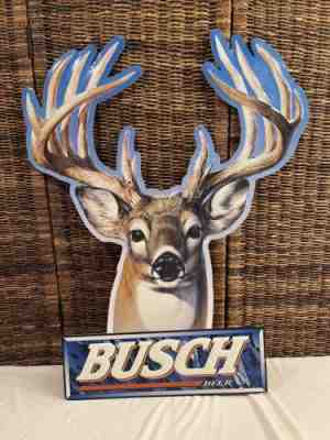 Super Rare Busch Beer Buck Deer Tin Sign 3ft Tall , 28â? Wide