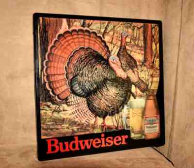 RARE ANHEUSER BUSCH BUDWEISER WILD TOM TURKEY & HEN BEER / BAR SIGN - XLNT!!!