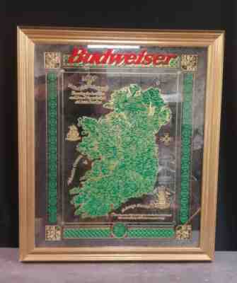 Budweiser King of Beer Mirror Sign - Map of IRELAND Noble Erin Island RARE!!!