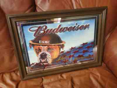 Framed Budweiser US Marines Bar Mirror 28