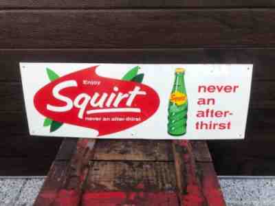 1965 Squirt Sign Soda Pop Embossed Advertising Bottle Gas Oil Vintage