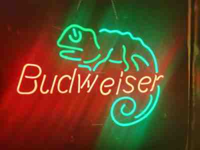 1990s budweiser beer louie the lizard iguana neon light up sign