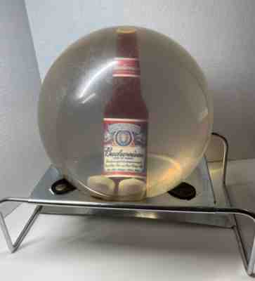 Vintage Ebonite Clear Budweiser Bottle Bowling Ball Bar Display w/ Stand 14 lbs