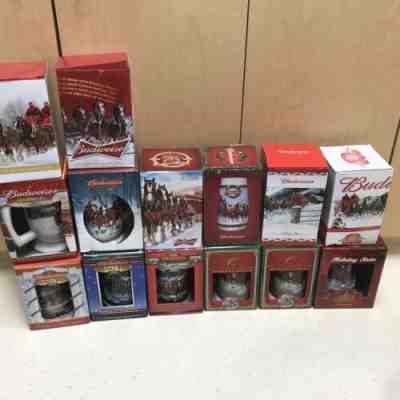 budweiser holiday stein lot of 14. 2001-2013. 2x2004