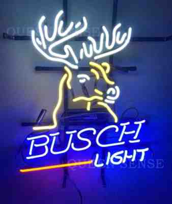 New Busch Light Deer Stag Buck 24"x20" Neon Sign Beer Bar Lamp Glass Windows