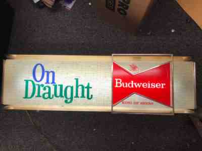 Vintage 1961 budweiser on draught lighted aluminum sign works 26x8