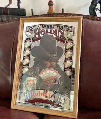 Budweiser HOLDIN Cards Poker Sign/mirror ( Clock Doesnâ??t Work ) Ultra Rare 80s