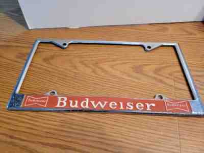 (VTG) 1970s Budweiser beer California dealer car License Plate metal frame