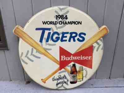 Vintage Budweiser Beer Detroit Tigers Sign World Champions 1984 Bud Baseball