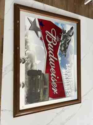 Budweiser Salutes The Marines Mirror Art Sign Hummer Beer - 2005 Military