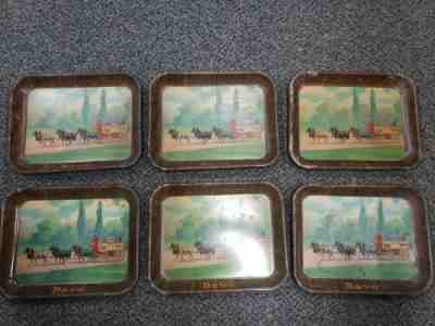 LOT of 6 (VTG) 1920s BEVO Budweiser ANHEUSER BUSCH Adv PROHIBITION Era BEER TRAY