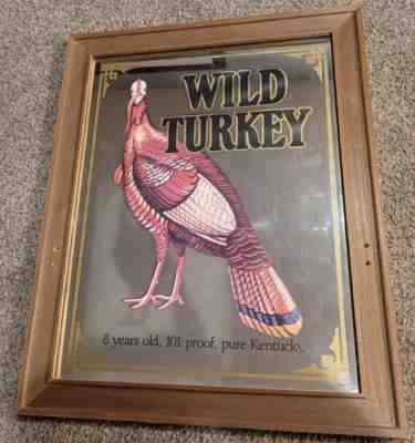 Framed Wild Turkey 101 Proof Bourbon Whiskey Promotional Mirror 28