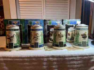 1999-2000 Budweiser Ducks Unlimited Waterfowl Flyway Steins Full set of 4