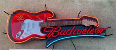 2006 Budweiser TRUE MUSIC Full Size electric GUITAR NEON Man Cave BAR LIGHT Sign