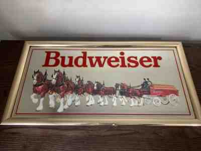 Vintage 1990 Budweiser Clydesdale King Of Beers Mirrored Sign 27x14